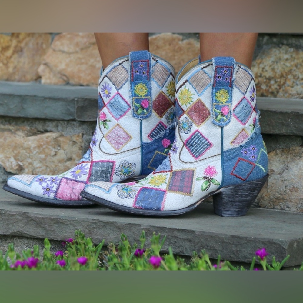 Old Gringo Patchwork Embroidered Multi-Color Heeled Boots - Picture 12 of 13